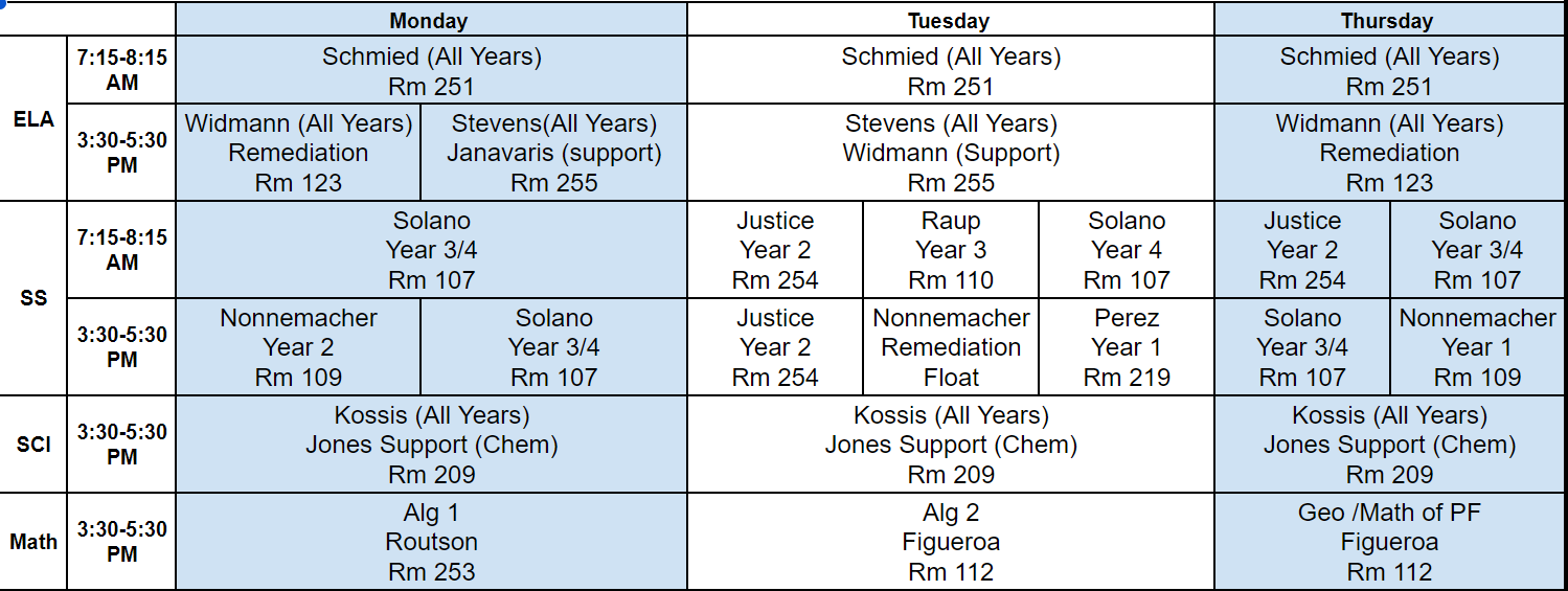 academic labs schedule